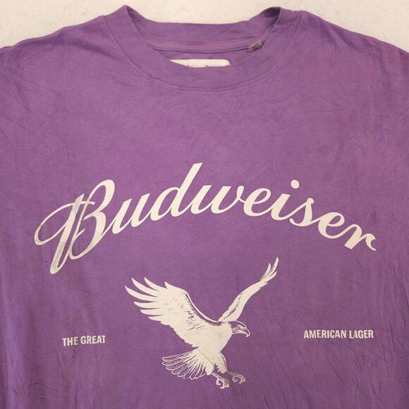 Budweiser Short Sleeve Crew Neck Graphic T Shirt Mens Size Medium M Purple - Picture 1 of 9